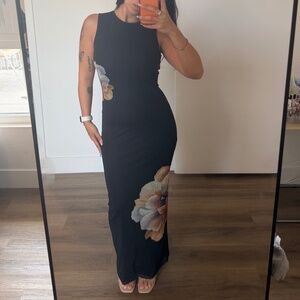 Peppermayo Black Floral Maxi Dress XS